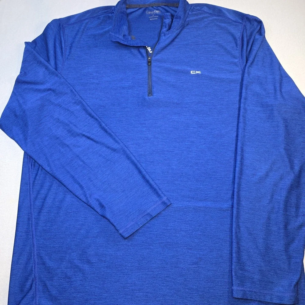 Calvin Klein Performance Men XL 1/4 Zip Pullover Blue Gorpcore Athletic Shirt